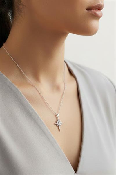 Çelik Kutup Yıldızı Kolye SILVER 45 cm