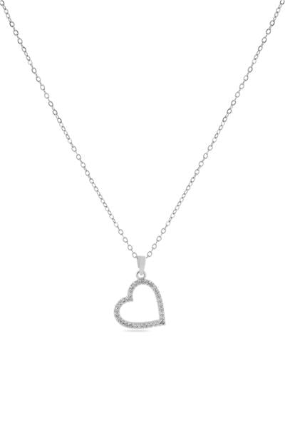 Çelik Kalp Kolye SILVER 45 cm