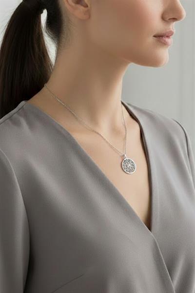 Çelik Yaşam Çiçeği Kolye SILVER 45 cm