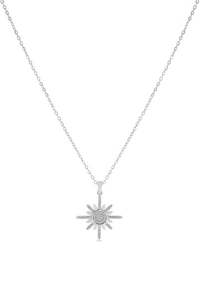 Çelik Güneş  Kolye SILVER 45 cm