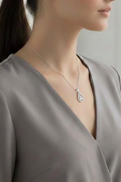 Çelik Damla Baget Kolye SILVER 45 cm