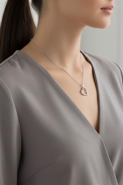 Çelik Kalp Kolye SILVER 45 cm