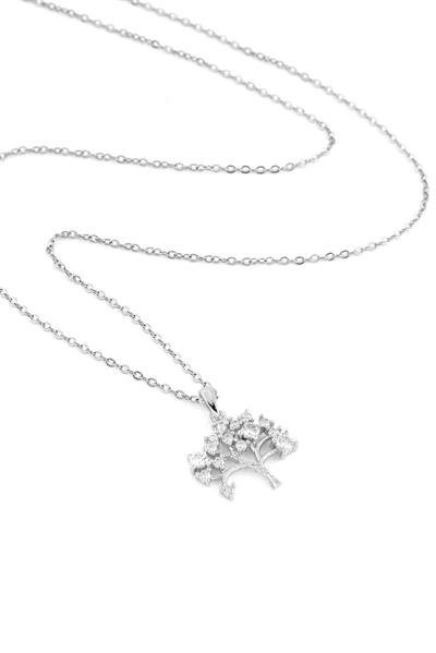 Çelik Hayat Ağacı Kolye Silver 45cm