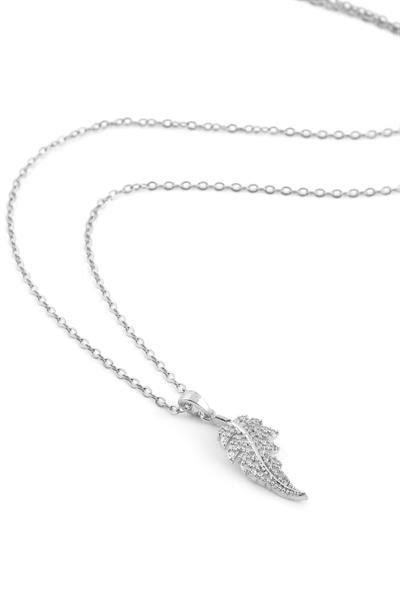 Çelik Yaprak Kolye Silver 45cm