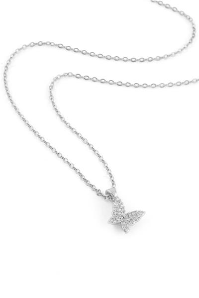 Çelik Kelebek Kolye Silver 45cm