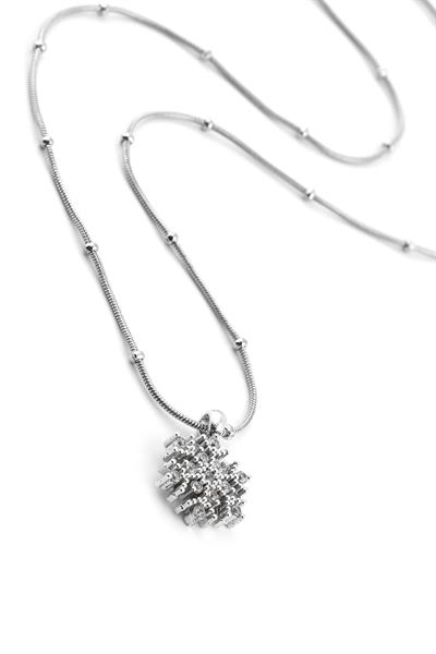 Kar Tanesi Çelik Kolye SILVER 45cm