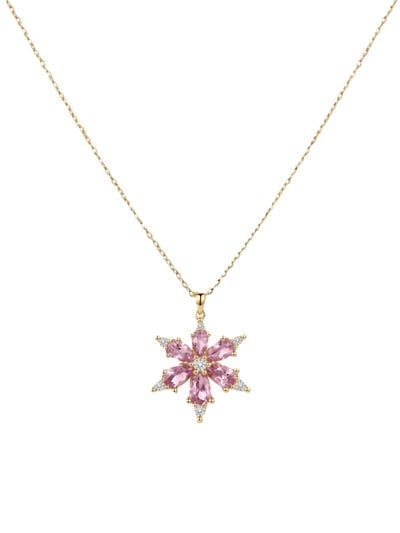 Çelik Lotus Çiçeği Kolye GOLD 45cm