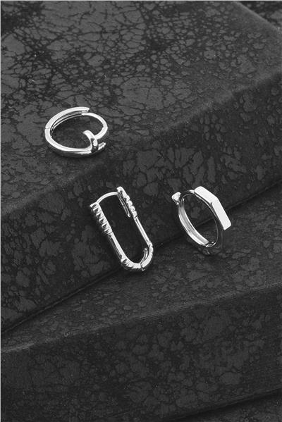 Çelik Üçlü Küpe