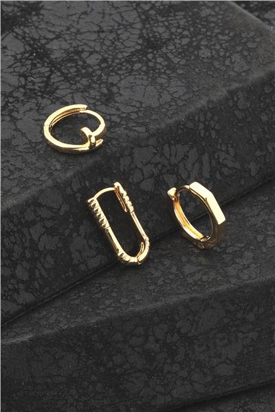 Çelik Üçlü Küpe