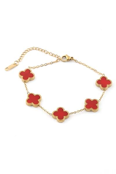 Çelik Yonca Bileklik Gold