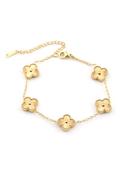 Çelik Yonca Bileklik Gold