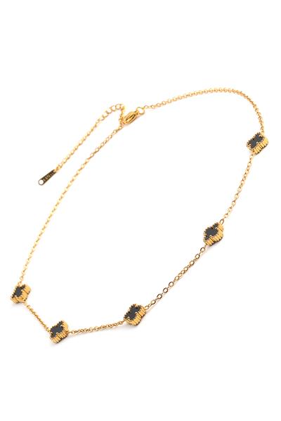 Çelik Yonca Kolye Gold