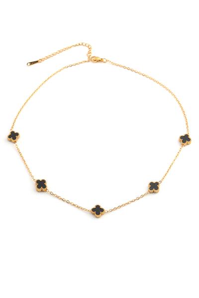 Çelik Yonca Kolye Gold