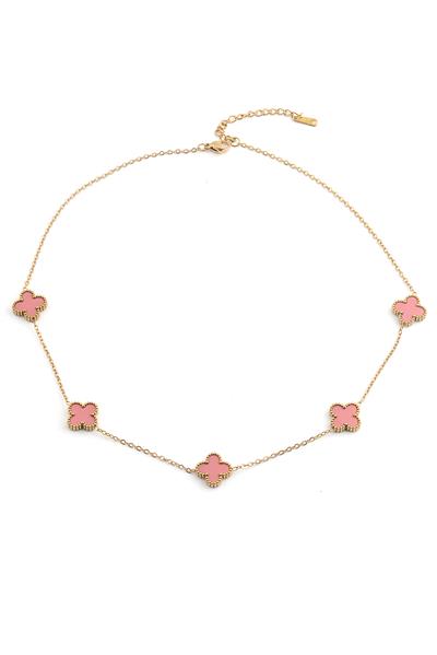 Çelik Yonca Kolye Gold