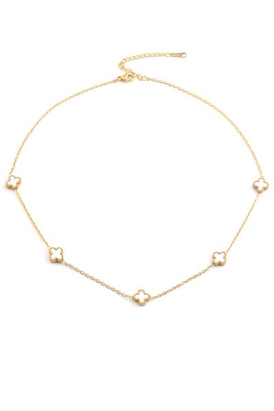 Çelik Yonca Kolye Gold