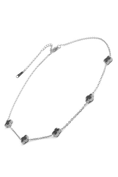 Çelik Yonca Kolye Silver