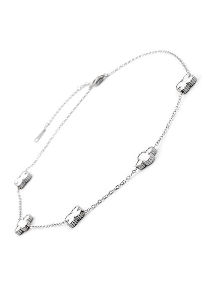 Çelik Yonca Kolye Silver