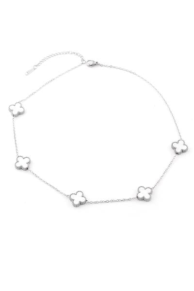 Çelik Yonca Kolye Silver