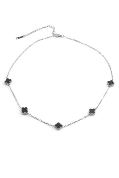 Çelik Yonca Kolye Silver