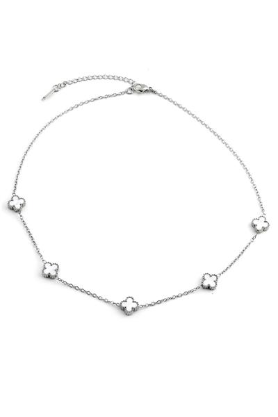 Çelik Yonca Kolye Silver