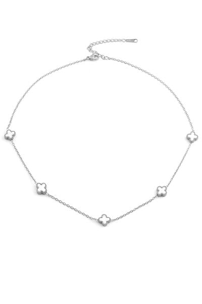 Çelik Yonca Kolye Silver