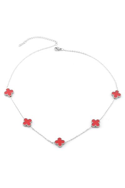 Çelik Yonca Kolye Silver