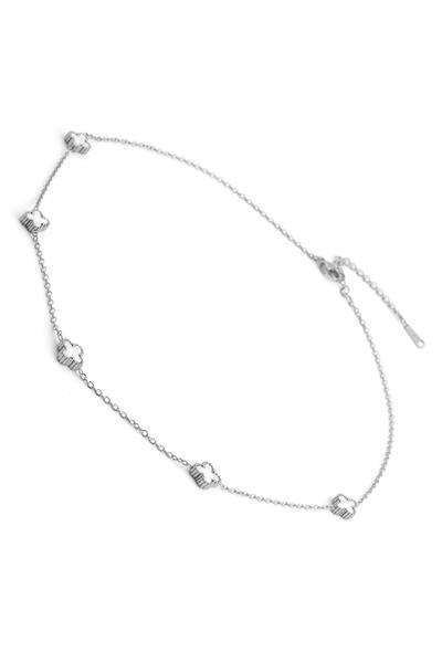 Çelik Yonca Kolye Silver