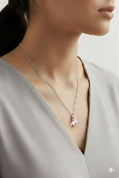 Çelik Zirkon Kolye Silver 45 cm