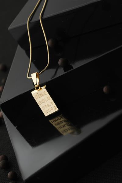 Külçe Çelik Kolye GOLD 45cm