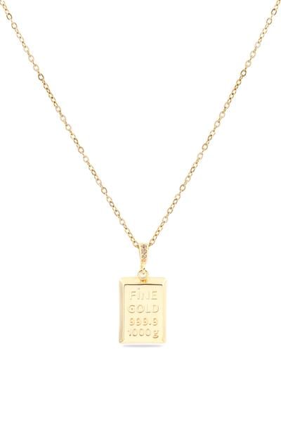 Külçe Çelik Kolye Gold 45 cm