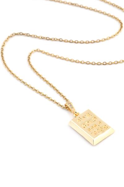 Külçe Çelik Kolye Gold 45 cm