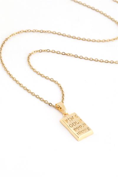 Külçe Çelik Kolye Gold 45cm