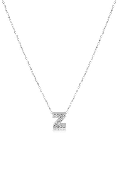 Zirkon Harf Kolye SILVER 45cm