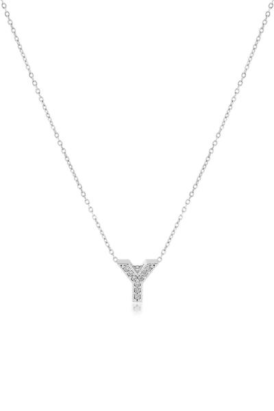 Zirkon Harf Kolye SILVER 45cm