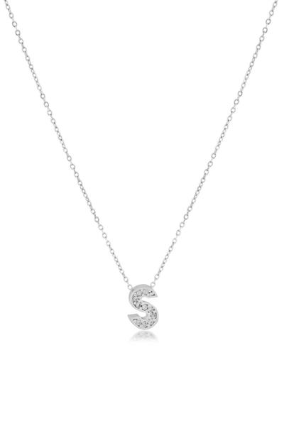 Zirkon Harf Kolye SILVER 45cm