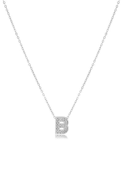 Zirkon Harf Kolye SILVER 45cm