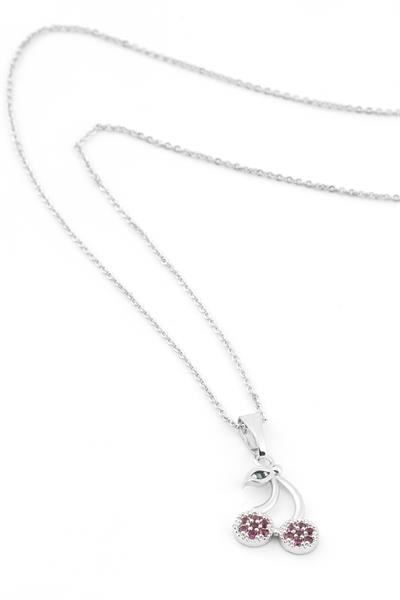 Kiraz Zirkon Kolye SILVER 45 cm