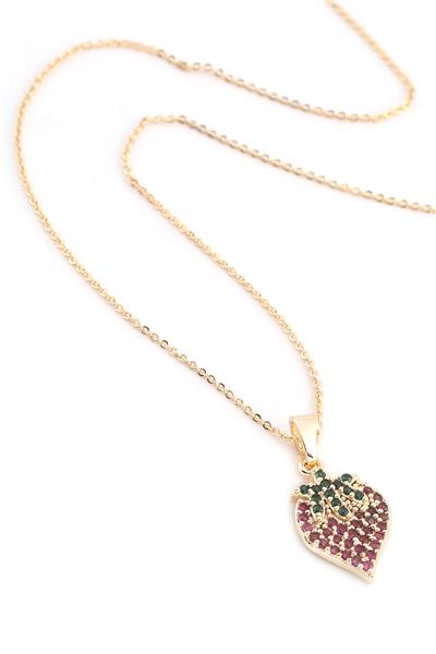 Çilek Zirkon Kolye GOLD 45 cm