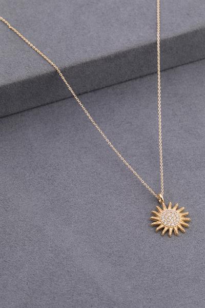 Güneş Zirkon Kolye GOLD 45 cm