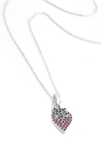 Çilek Zirkon Kolye SILVER 45 cm