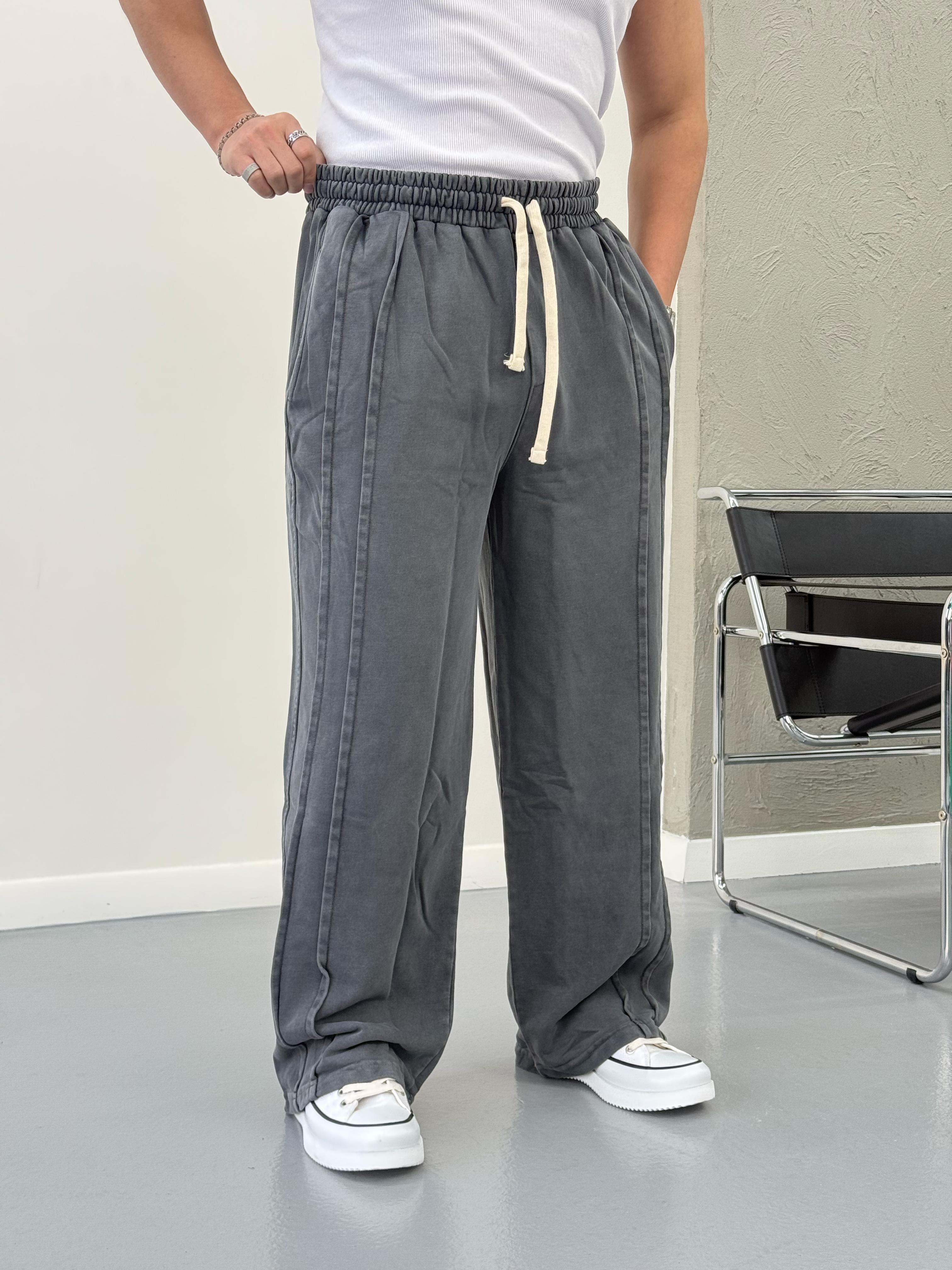 Baggy Çift Şerit Detaylı Eşofman Siyah