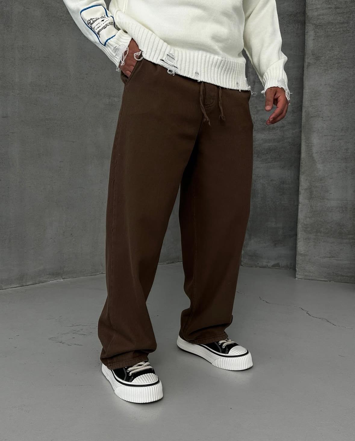 BAGGY KALIP GABARDİN PANTOLON ACI KAHVE