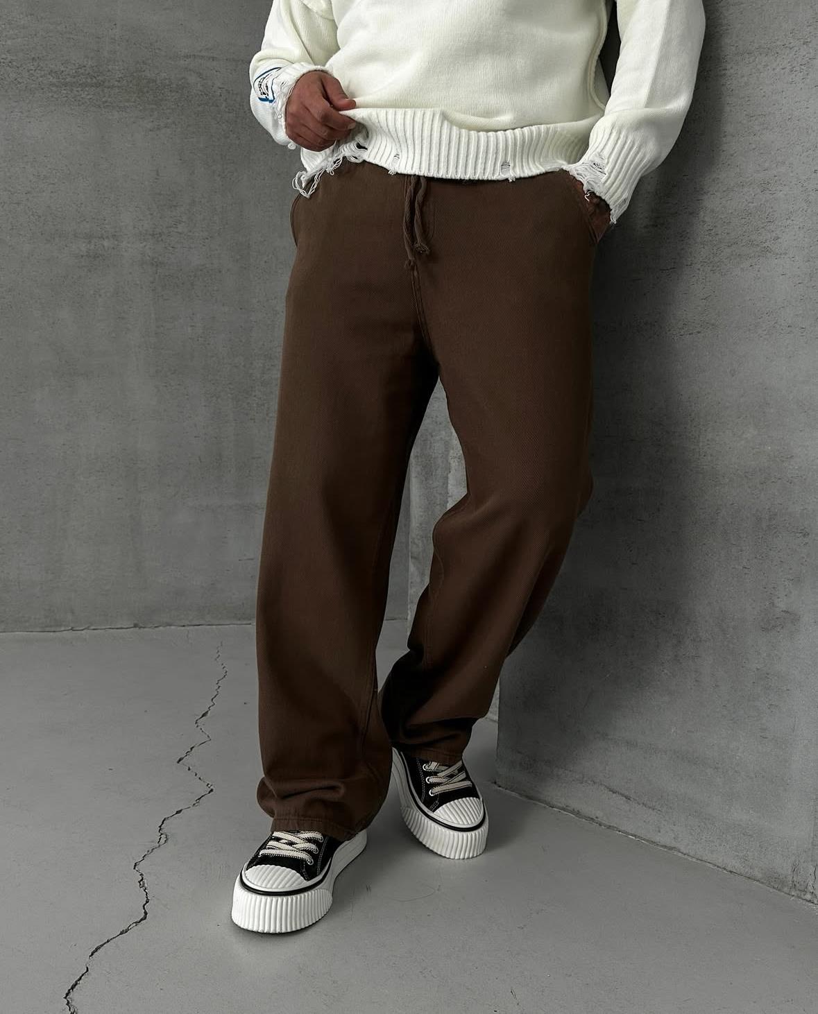 BAGGY KALIP GABARDİN PANTOLON ACI KAHVE