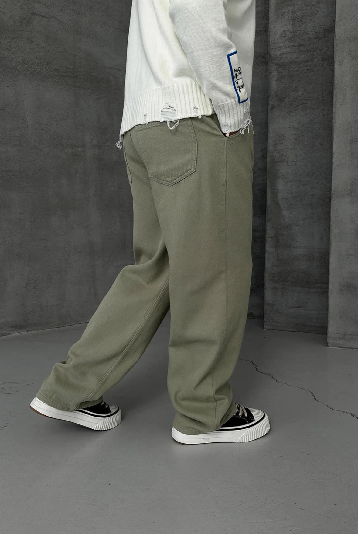 BAGGY KALIP GABARDİN PANTOLON YEŞİL