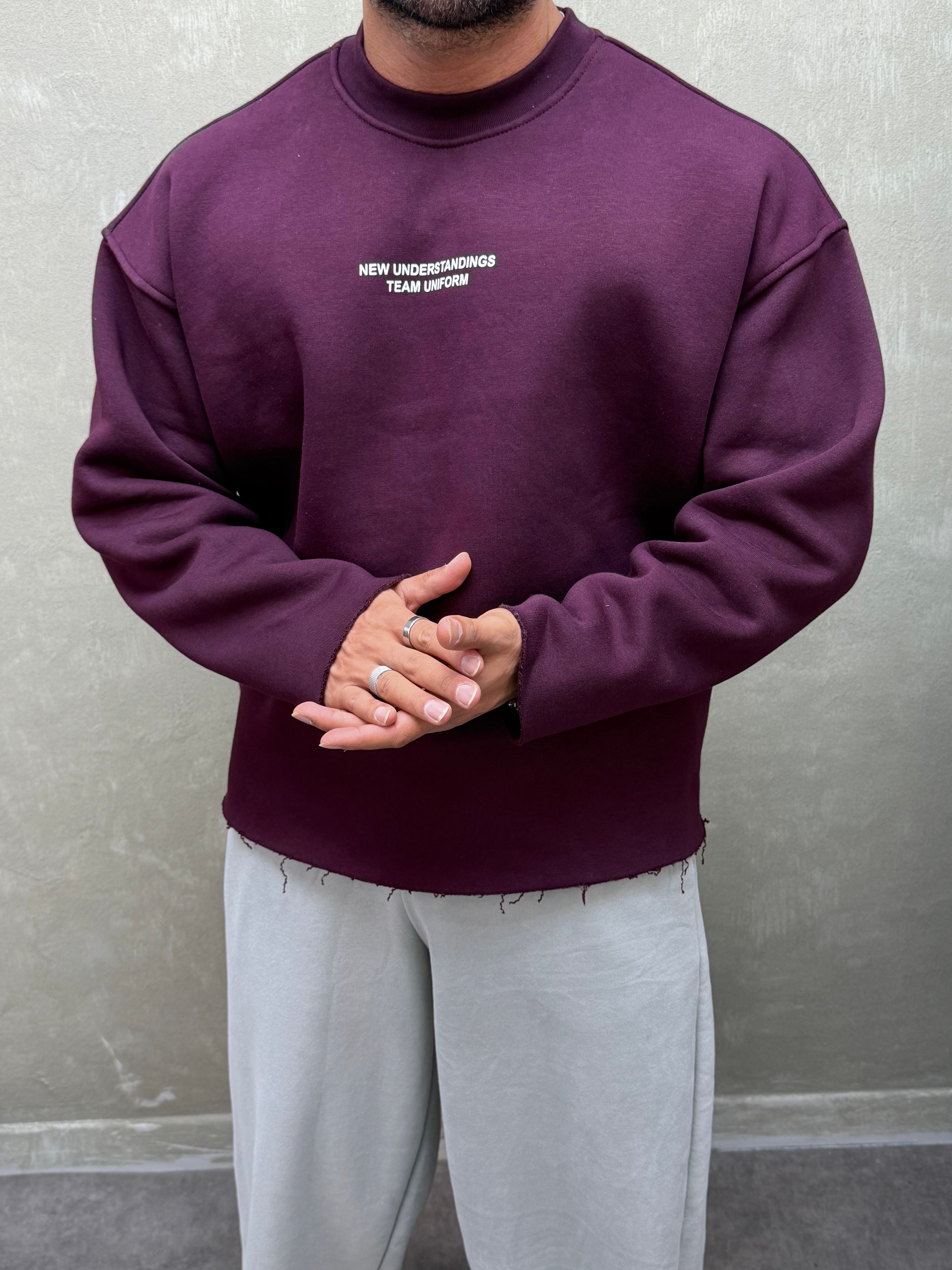 BOXY KALIP BELİVE SIRT DETAYLI SWEAT BORDO