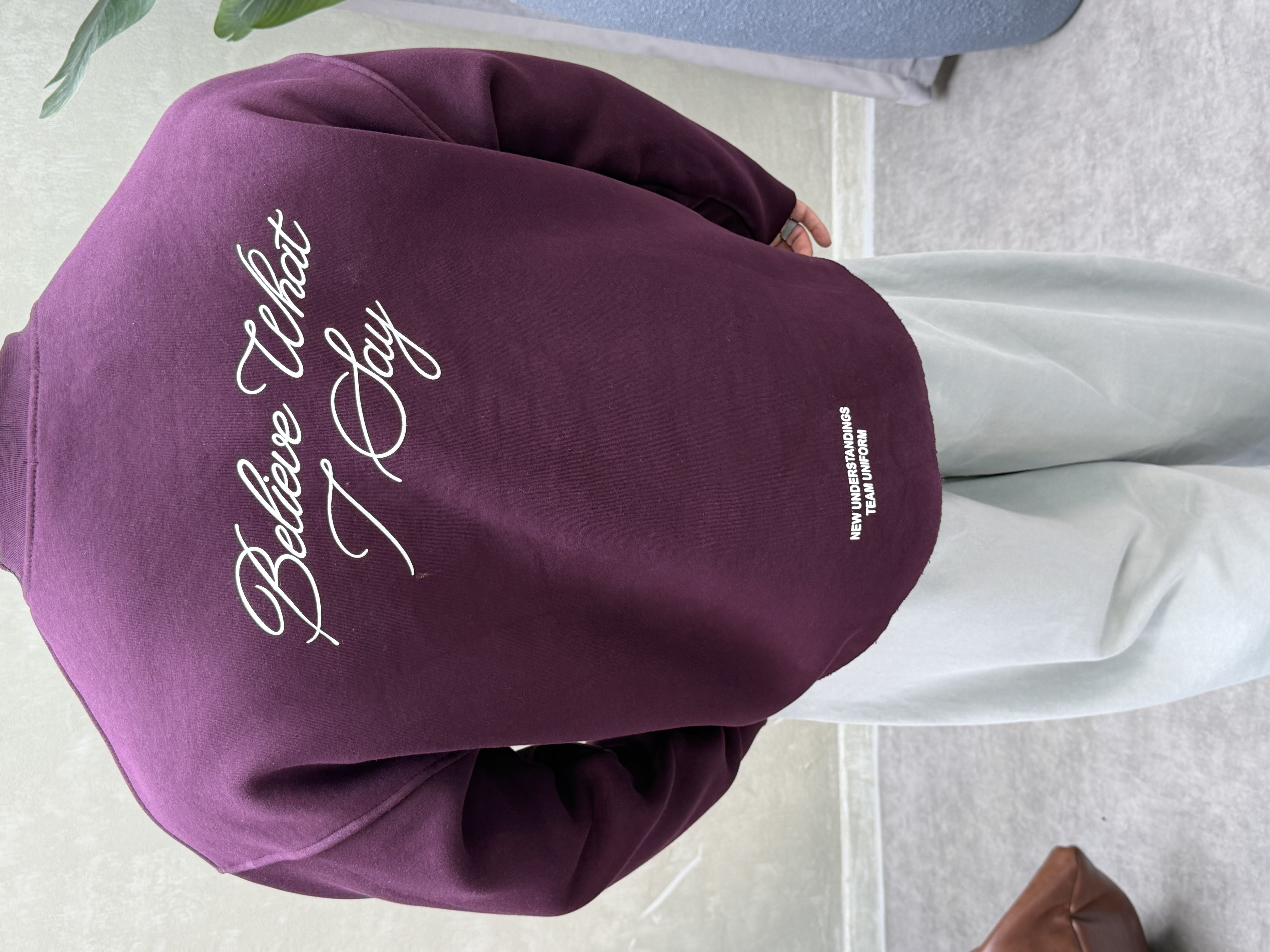 BOXY KALIP BELİVE SIRT DETAYLI SWEAT BORDO