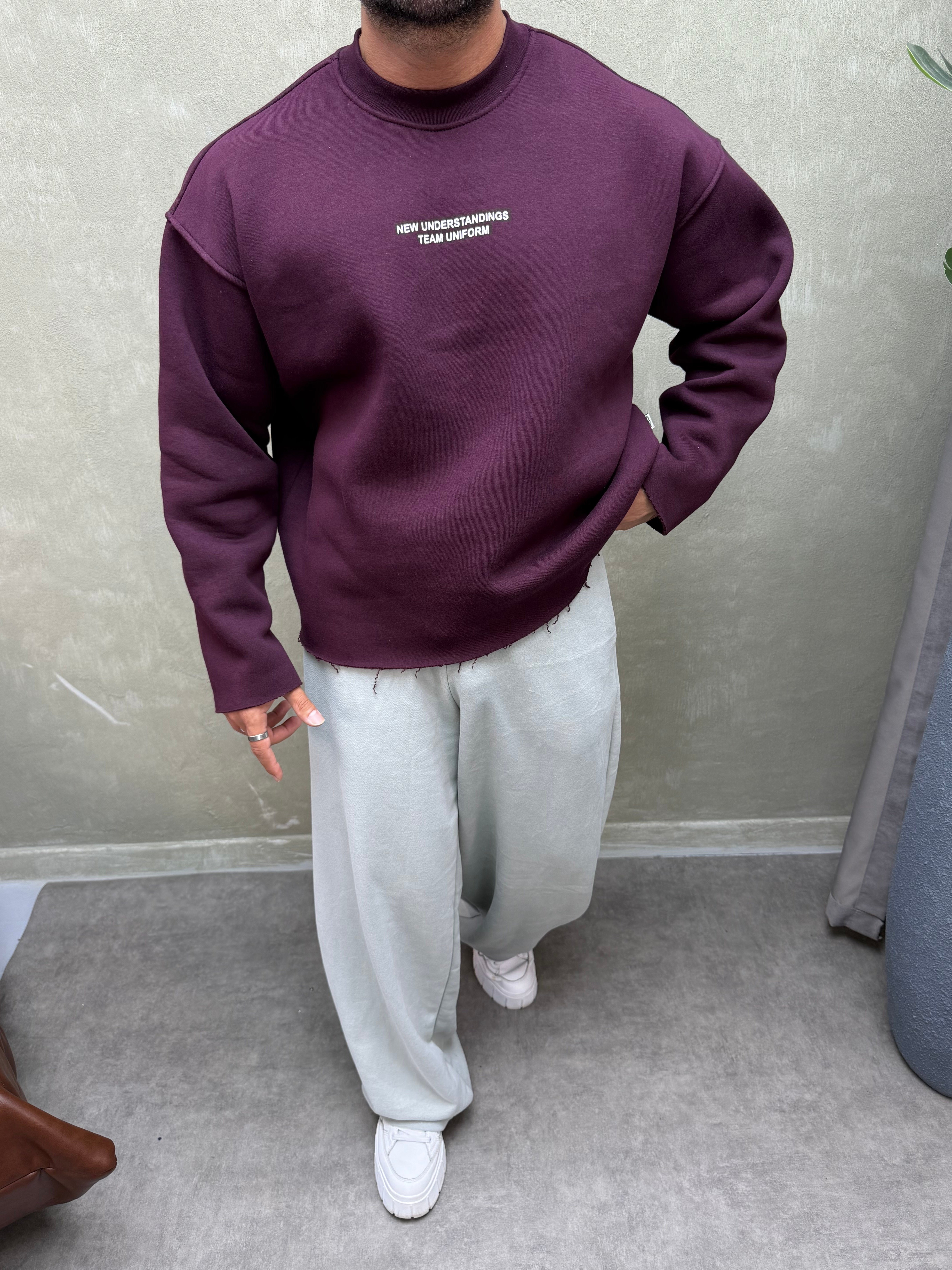 BOXY KALIP BELİVE SIRT DETAYLI SWEAT BORDO