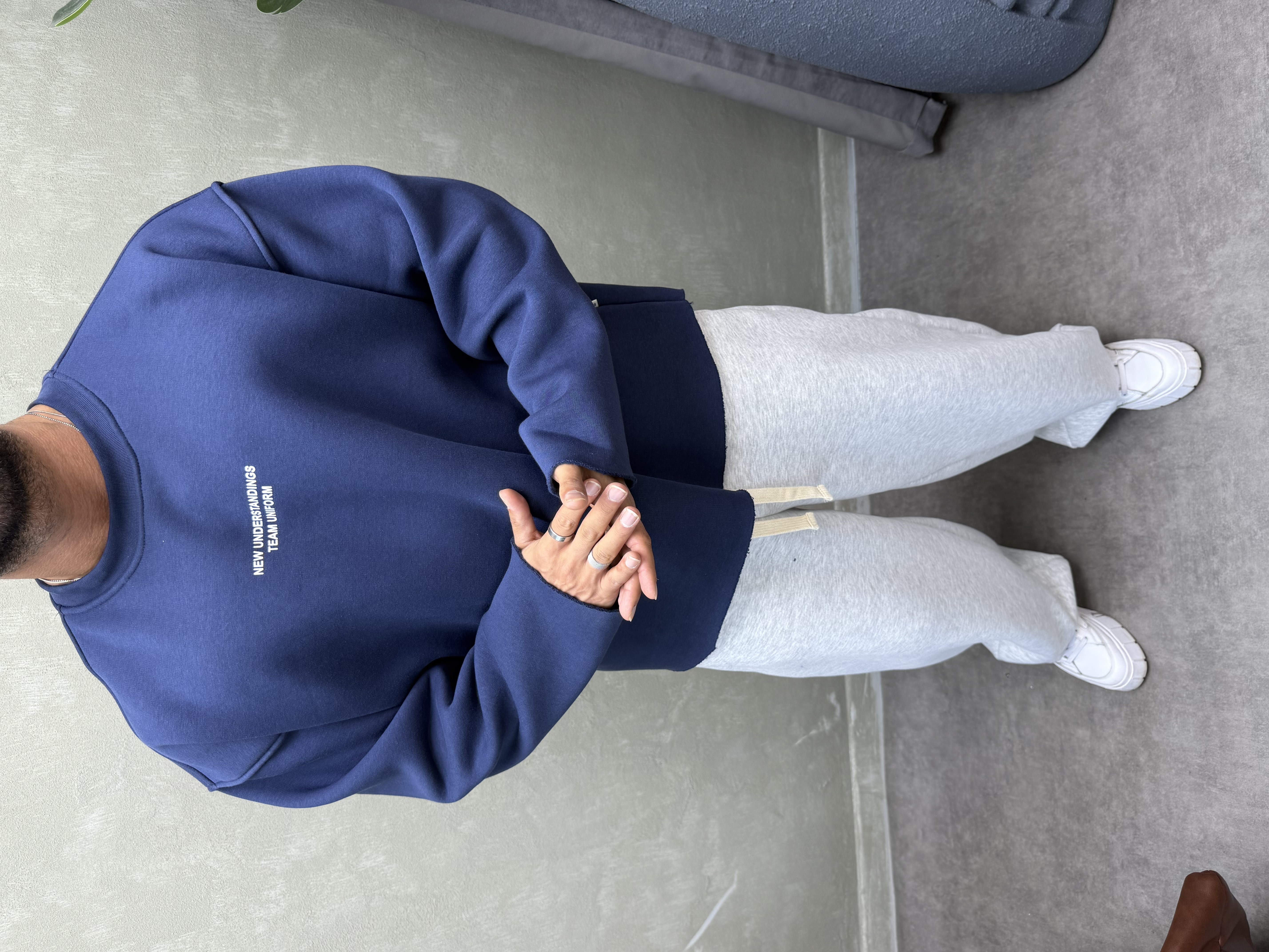 BOXY KALIP BELİVE SIRT DETAYLI SWEAT LACİVERT