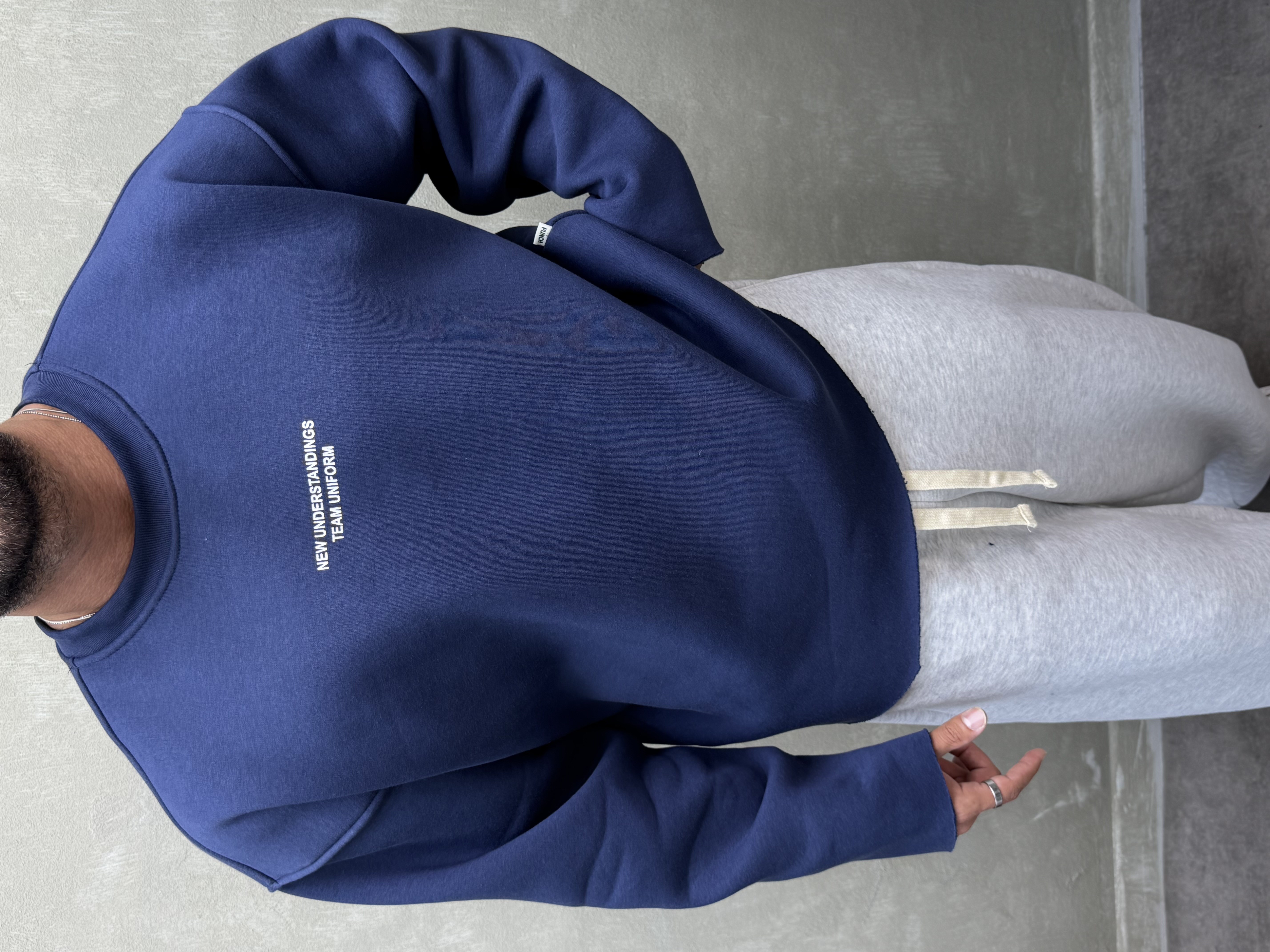 BOXY KALIP BELİVE SIRT DETAYLI SWEAT LACİVERT
