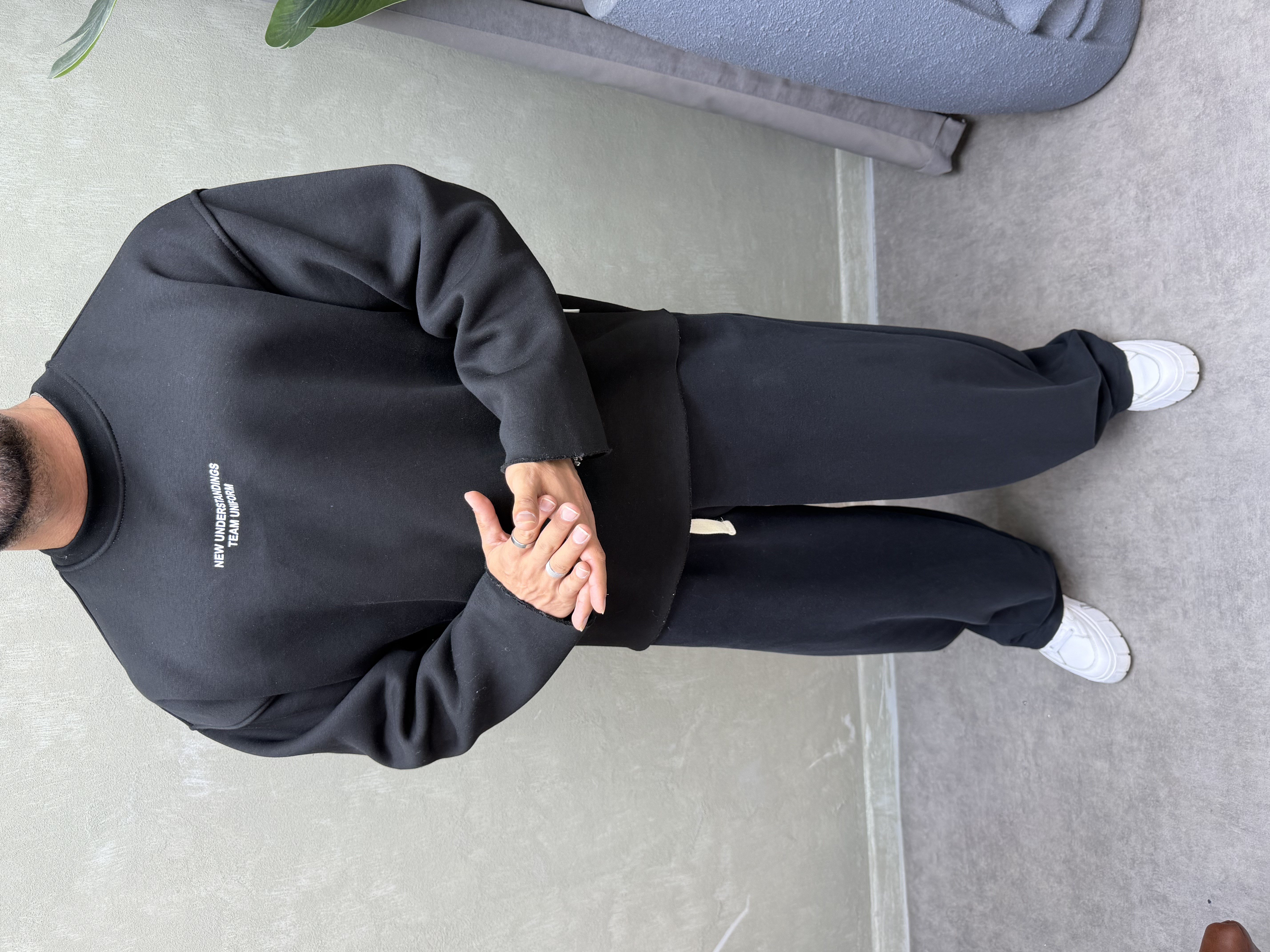 BOXY KALIP BELİVE SIRT DETAYLI SWEAT SİYAH